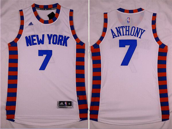 Men New York Knicks #7 Anthony White Adidas NBA Jersey